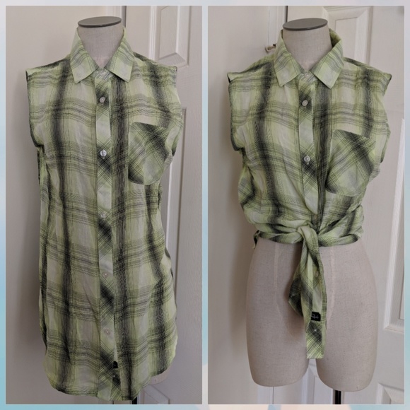 Rails NEW Evyn sleeveless Tank button plaid top - Picture 1 of 8